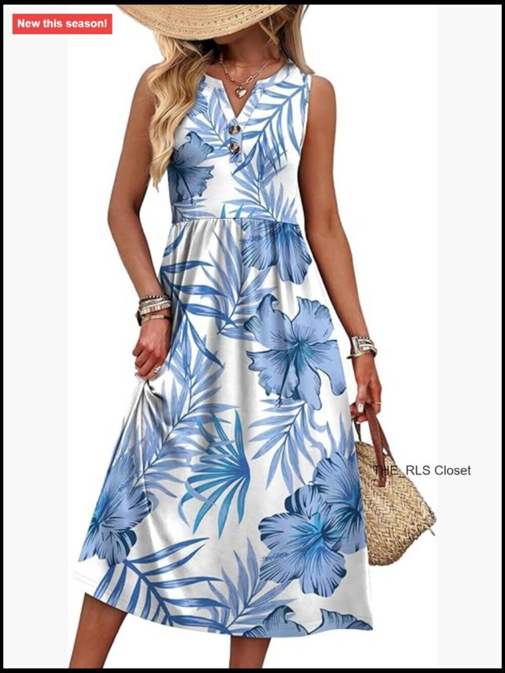 V Neck Button Up Midi Dress with Pockets, Lightweight Polyester Rayon Spandex